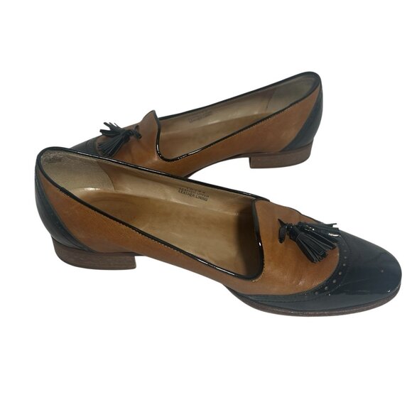 J. CREW Women’s Italian LEATHER TONI TASSEL LOAFERS Brown/Black SIZE 7 - Picture 5 of 11